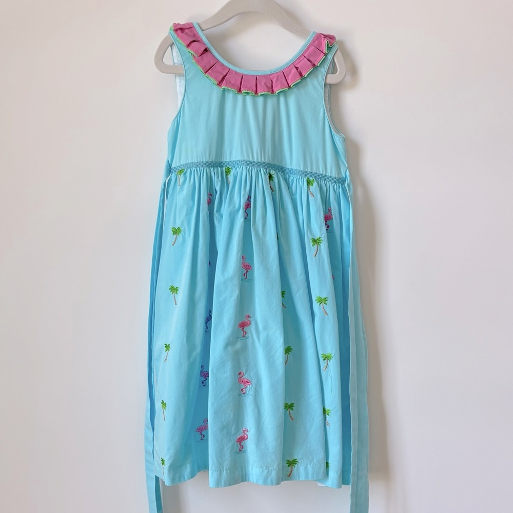 Cotton Kids Blue Flamingo Dress